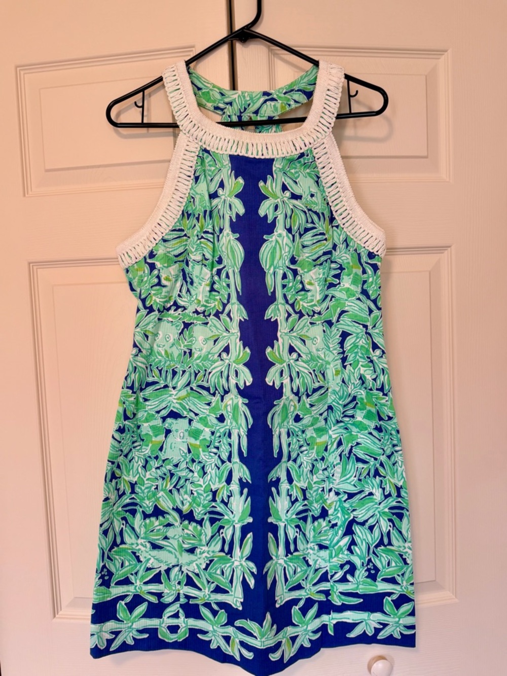 Lilly Pulitzer Navy Blue & Green Floral Halter Dress